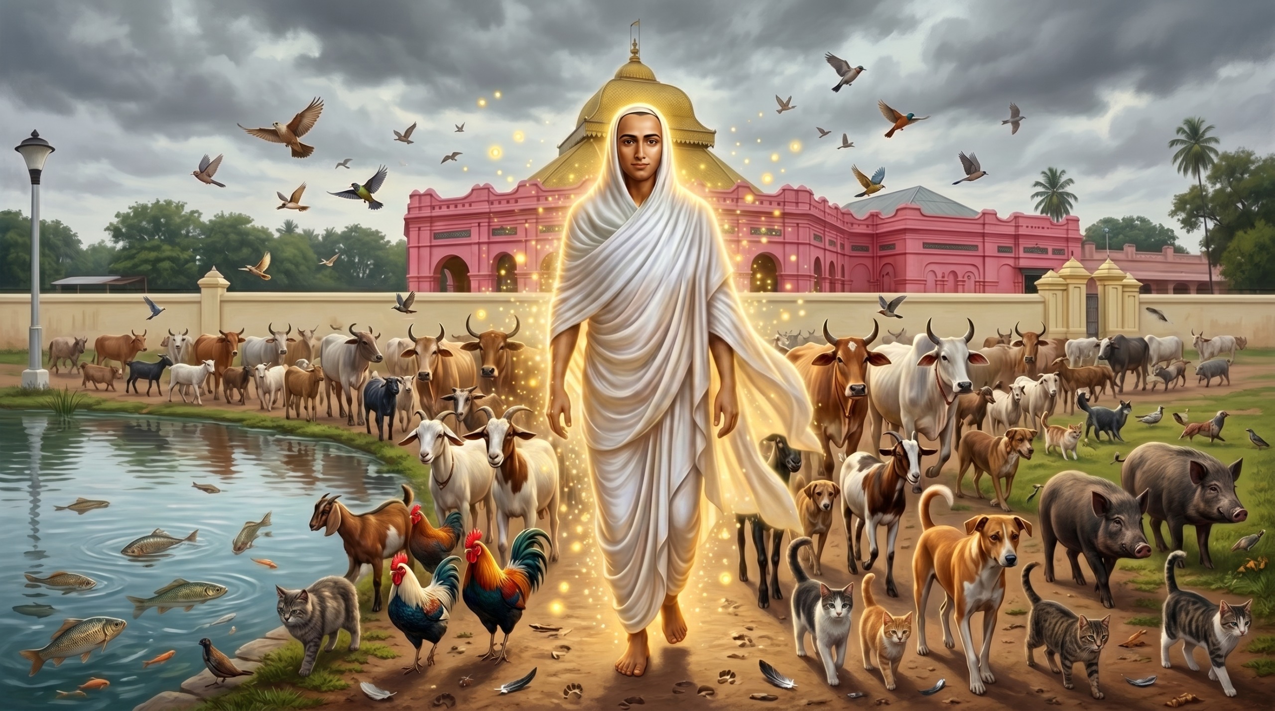 Vallalar with all beings outside the Sathya Gnana Sabha